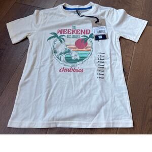 Chubbies The 70's Sun, Palm & Wave Youth Non Pocket T-Shirt Yellow Boys M NWT